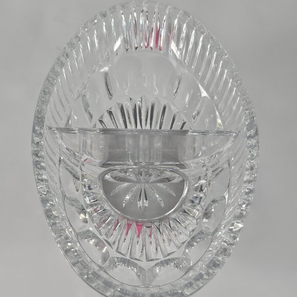 Towle Crystal William Adams Silver Plate Cut Divided 8" Oval Bowl Divided Dish - Picture 6 of 11